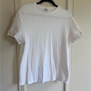 Zara White Short Sleeve Tee Essential